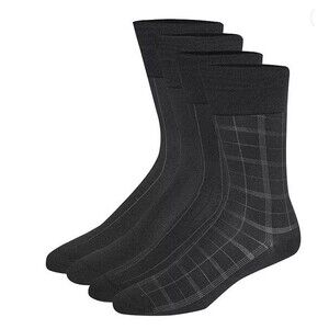 Calvin Klein Men's Plaid Dress Socks 4-Pack Size OS, Black NWT